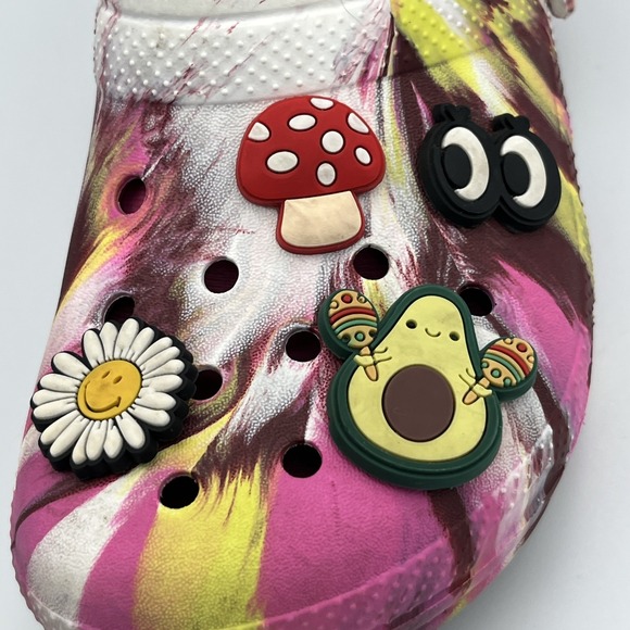 Crocs Clogs Shoes Girls Size J1 Pink Colorful Slip On Lined Sandals Comfort - Picture 14 of 15